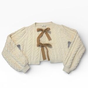 Bow Tie Cable Knit Cardigan NWT